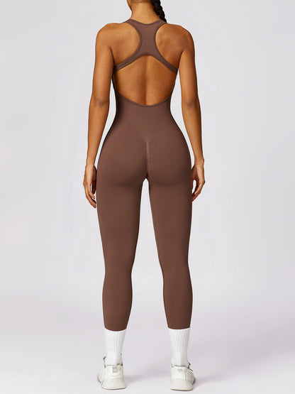 Basic Bae Sleeveless Cutout Racerback Active Jumpsuit - UrbanEthereal