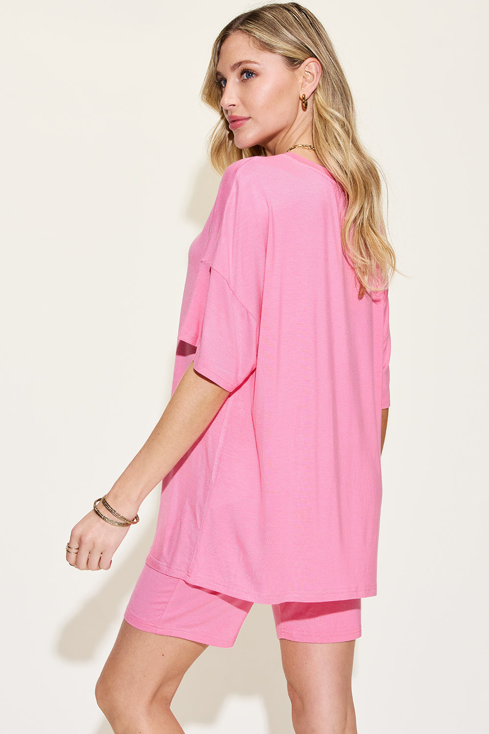Basic Bae Full Size V-Neck Drop Shoulder T-Shirt and Shorts Set - UrbanEthereal