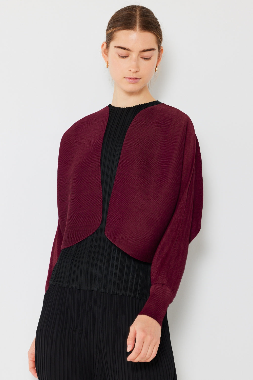 Marina West Swim Rib Pleated Puff Sleeve Bolero Cardigan - UrbanEthereal