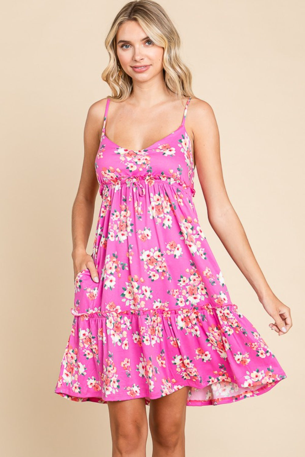 Culture Code Full Size Floral Ruffled Cami Dress - UrbanEthereal