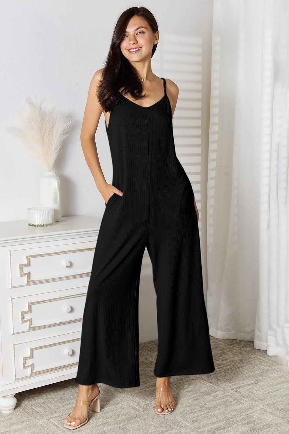 Basic Bae Full Size Spaghetti Strap V-Neck Jumpsuit - UrbanEthereal