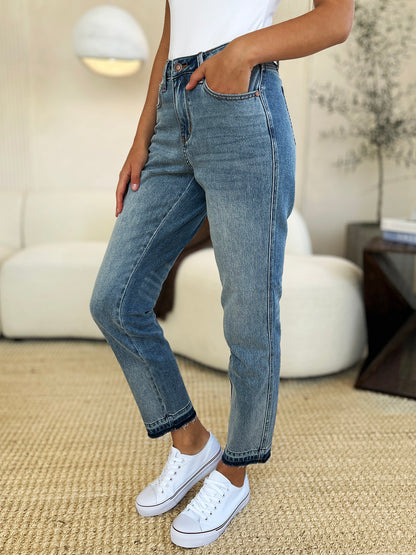 Judy Blue Full Size Mid Rise Rigid Magic Release Hem Jeans - UrbanEthereal