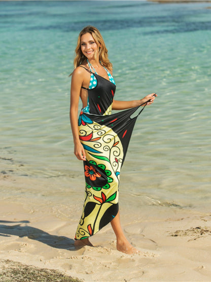Printed Spaghetti Strap Cover Up - UrbanEthereal