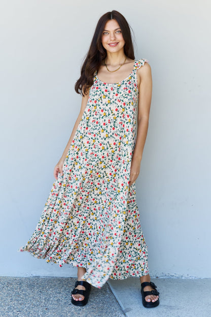 Doublju In The Garden Ruffle Floral Maxi Dress in Natural Rose - UrbanEthereal