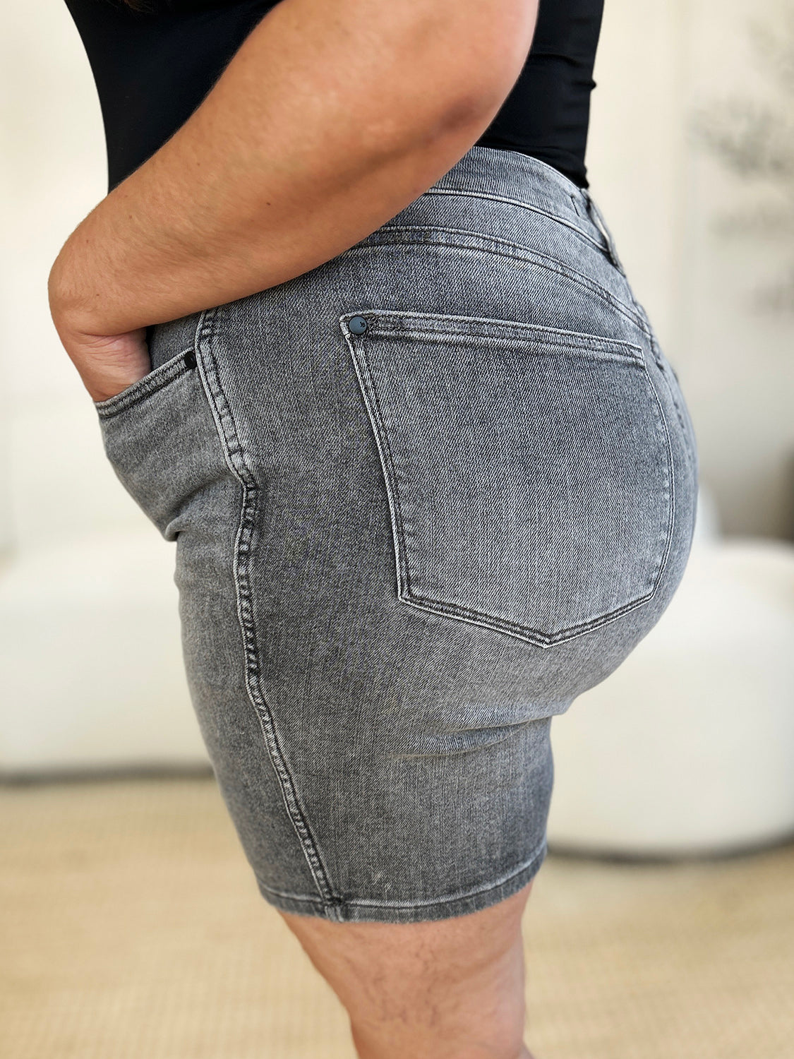 Judy Blue Full Size High Waist Washed Denim Shorts - UrbanEthereal
