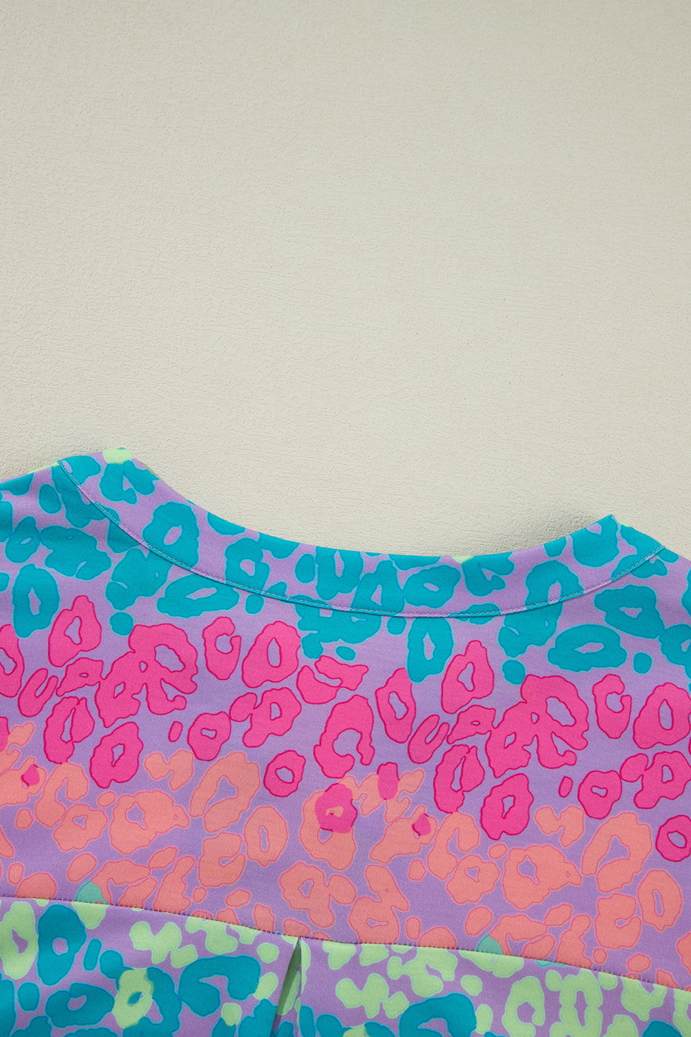 Plus Size Leopard Notched Long Sleeve Blouse - UrbanEthereal