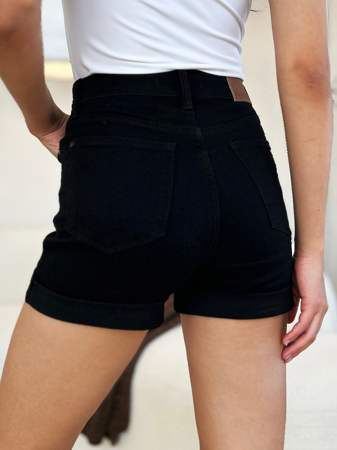 Judy Blue Full Size High Waist Tummy Control Cuffed Denim Shorts - UrbanEthereal