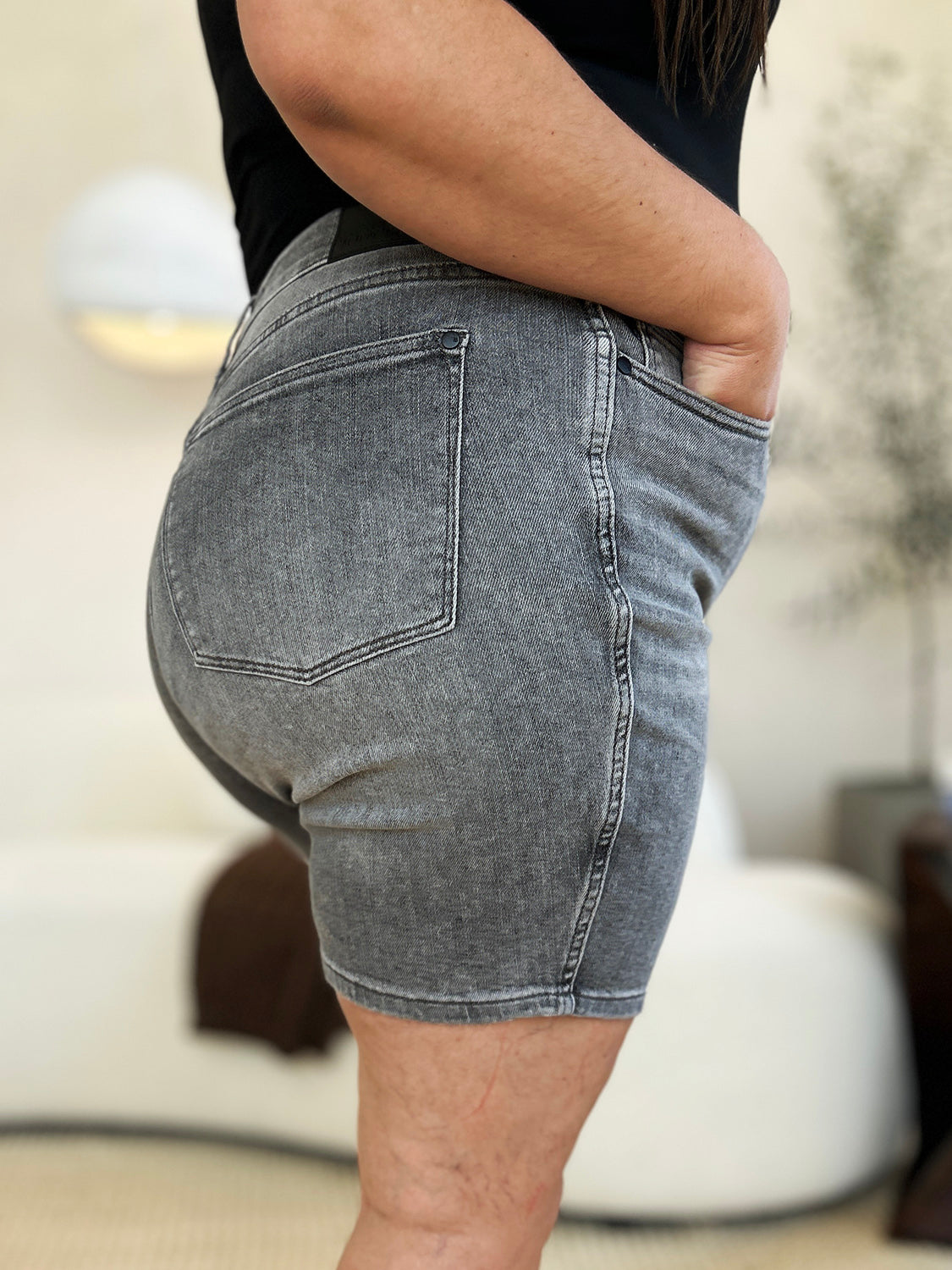 Judy Blue Full Size High Waist Washed Denim Shorts - UrbanEthereal