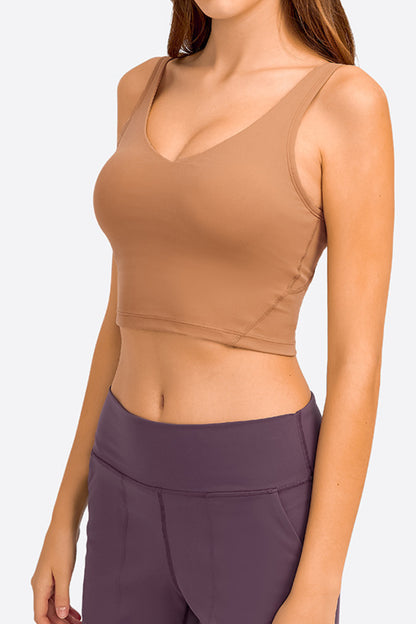 Deep V-Neck Crop Sports Bra - UrbanEthereal
