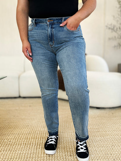 Judy Blue Full Size Mid Rise Rigid Magic Release Hem Jeans - UrbanEthereal