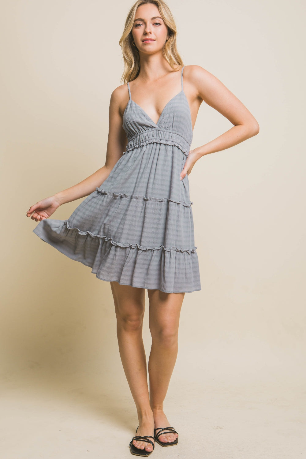 Love Tree Frill V-Neck Cami Dress - UrbanEthereal