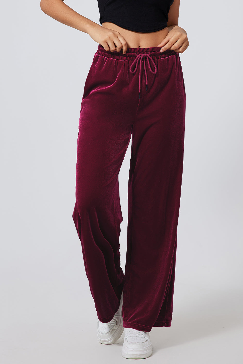 Drawstring Wide Leg Active Pants