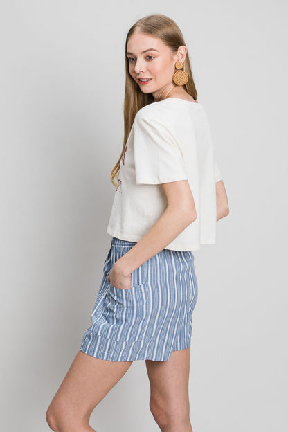 Cotton Bleu by Nu Label Yarn Dye Striped Shorts - UrbanEthereal