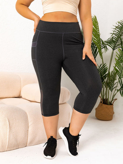 Plus Size Pocketed High Waist Active Leggings - UrbanEthereal