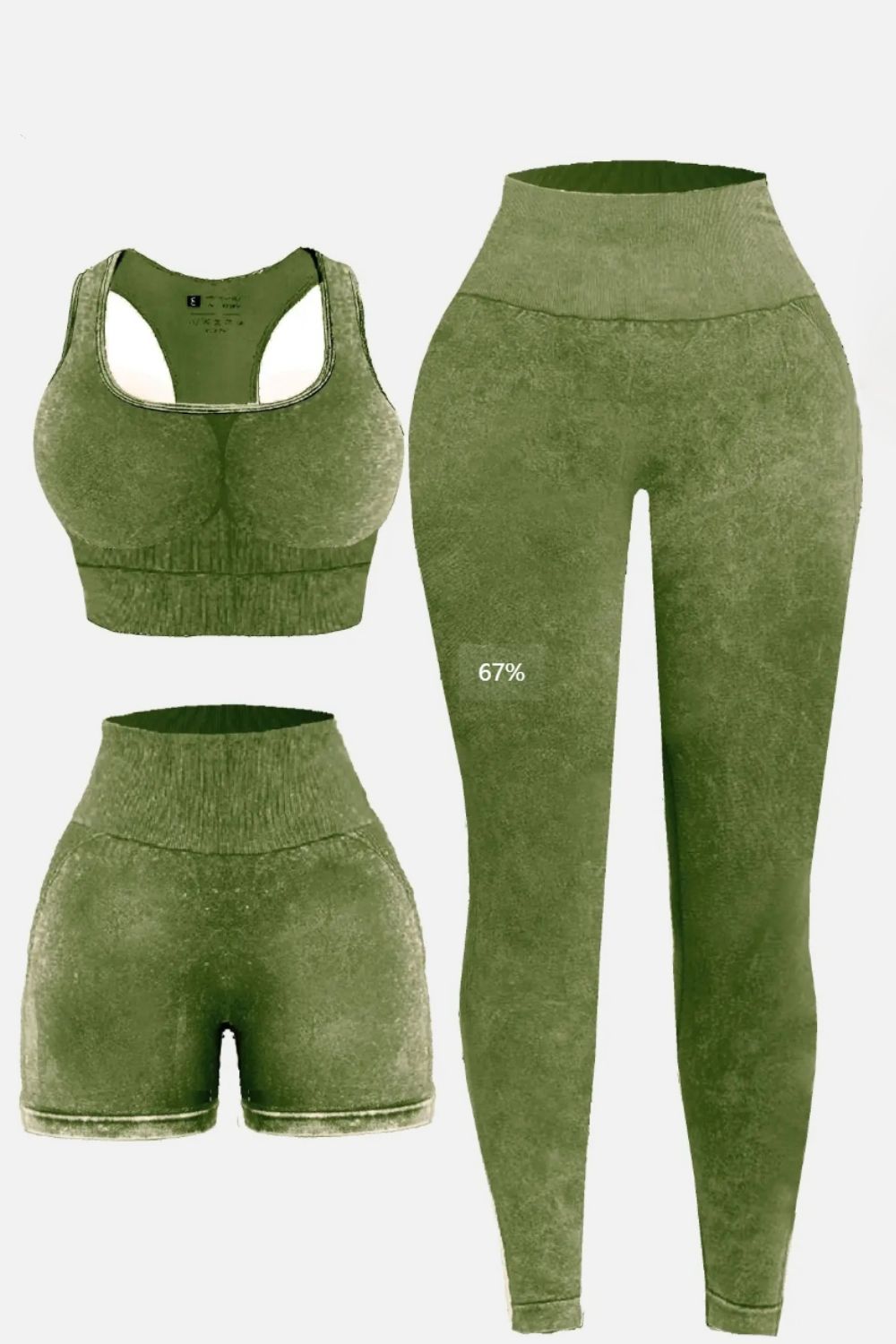 3 Piece Washed Square Neck Wide Strap Active Set - UrbanEthereal