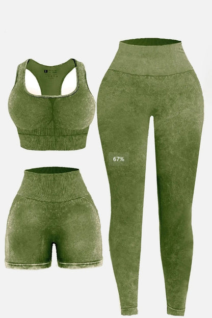 3 Piece Washed Square Neck Wide Strap Active Set - UrbanEthereal