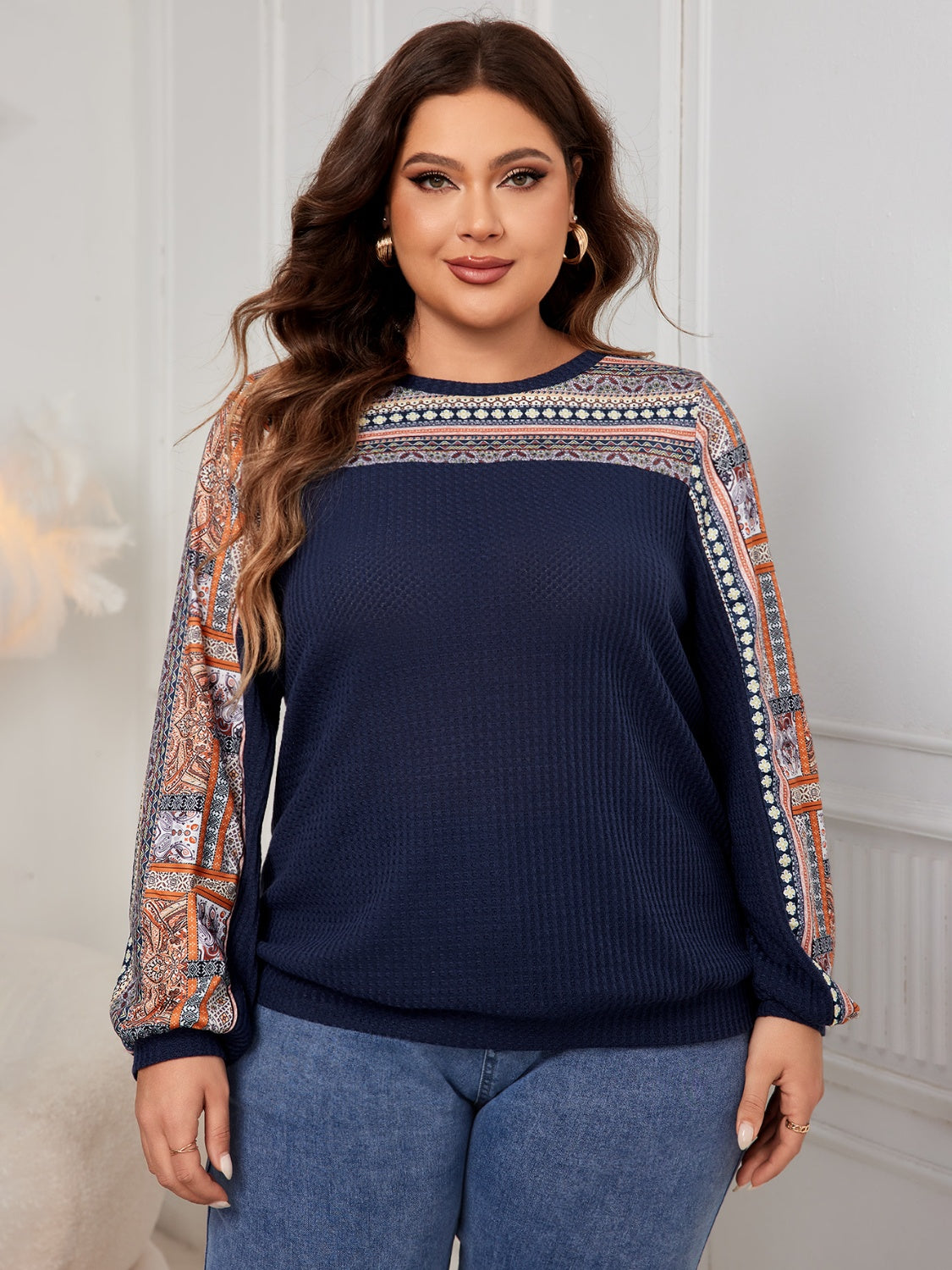 Plus Size Printed Long Sleeve Sweatshirt - UrbanEthereal