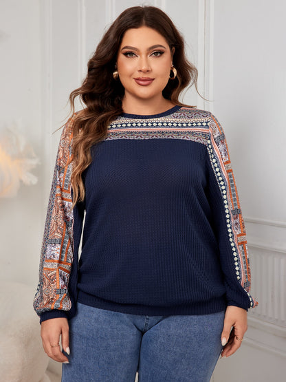 Plus Size Printed Long Sleeve Sweatshirt - UrbanEthereal