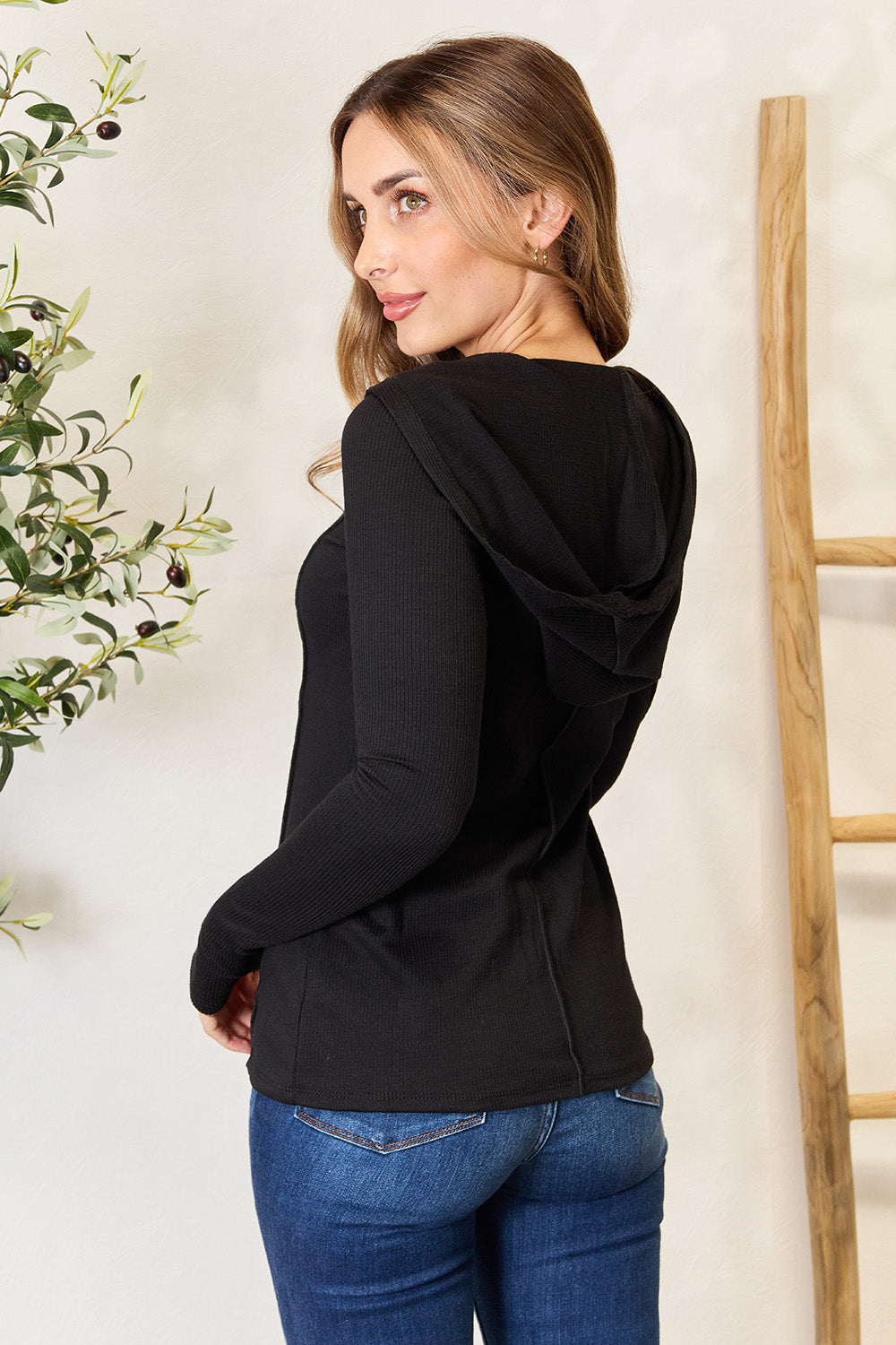 Culture Code Full Size Exposed Seam Long Sleeve Hoodie - UrbanEthereal