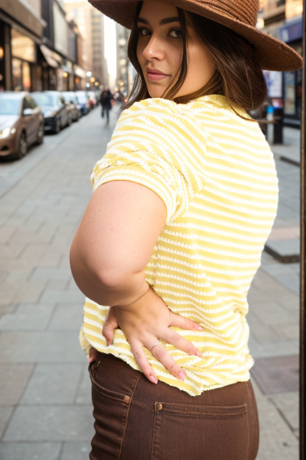 Plus Size Striped Round Neck T-Shirt - UrbanEthereal