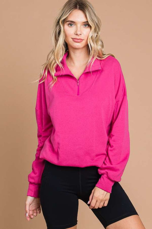 Culture Code Full Size Half Zip Long Sleeve Sweatshirt - UrbanEthereal
