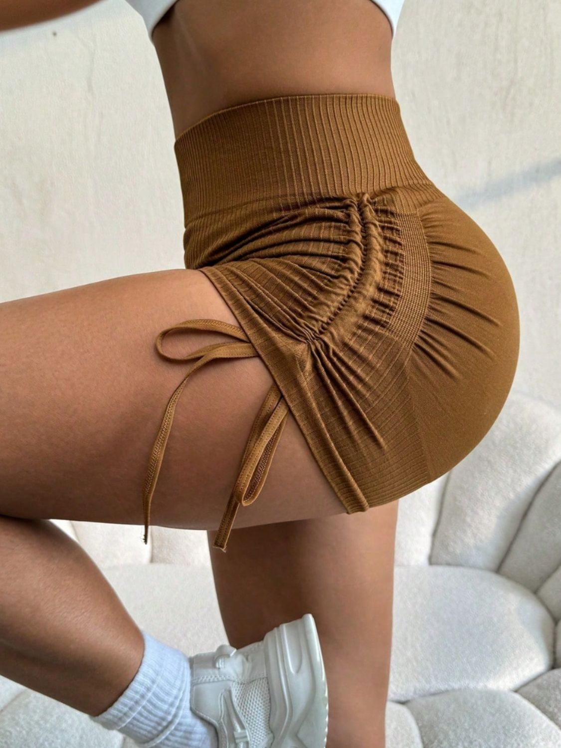 Drawstring High Waist Active Shorts - UrbanEthereal