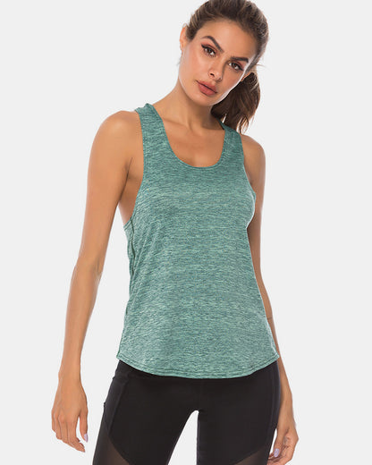 Full Size Scoop Neck Wide Strap Active Tank - UrbanEthereal
