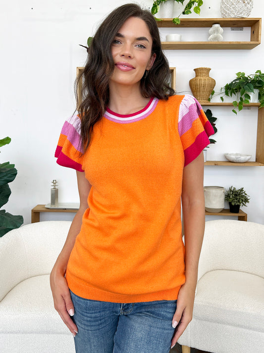 Color Block Round Neck Knit Top - UrbanEthereal