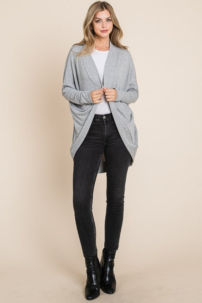 BOMBOM Open Front Long Sleeve Cocoon Cardigan - UrbanEthereal