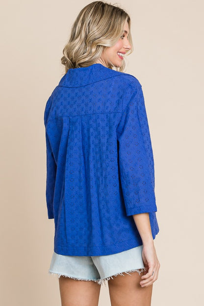 Culture Code Double Breasted Eyelet Jacket with Pockets - UrbanEthereal
