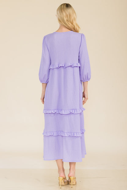 Celeste Full Size Tiered-Ruffle Midi Dress - UrbanEthereal