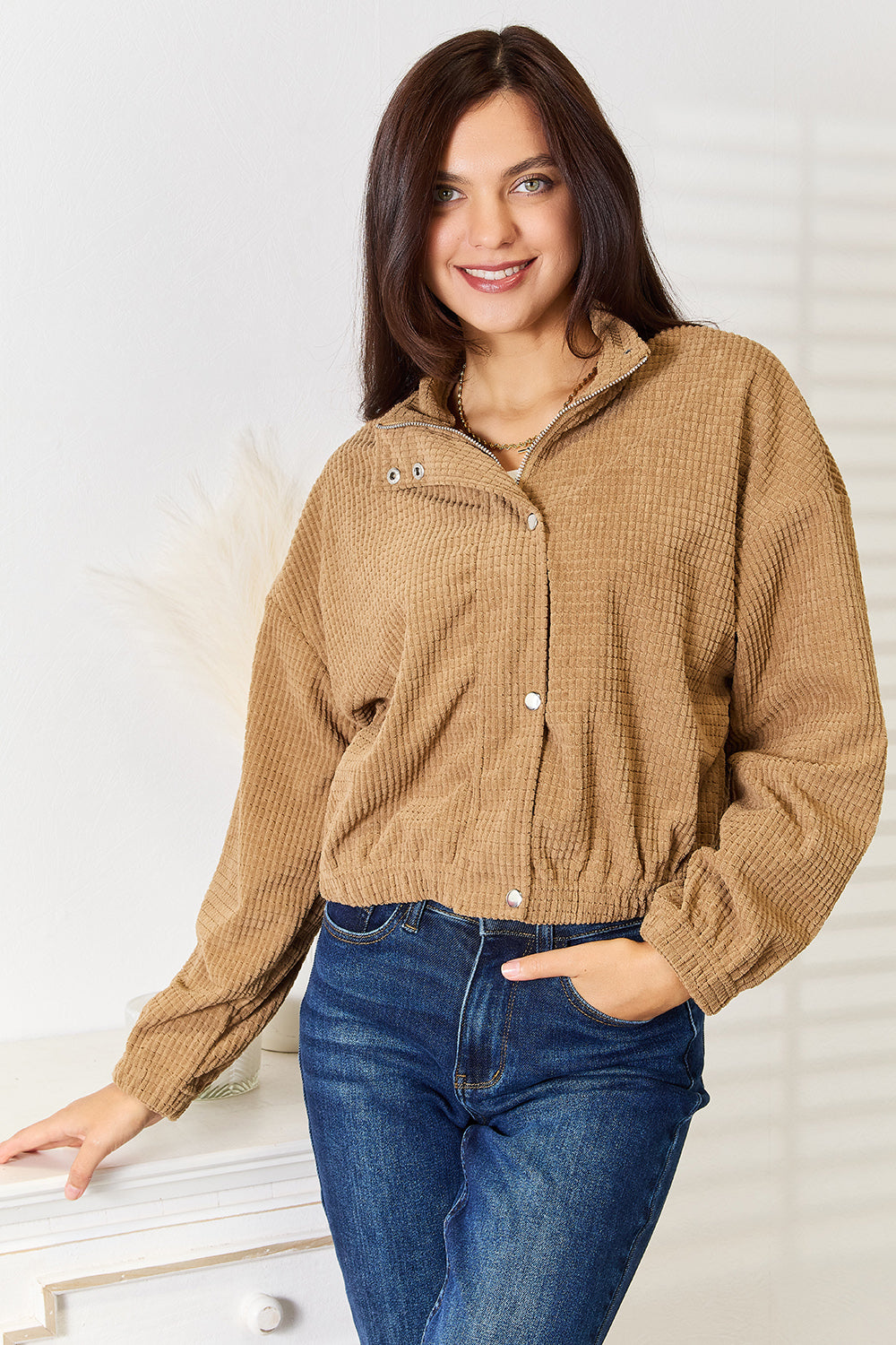 Long Sleeve Dropped Shoulder Jacket - UrbanEthereal
