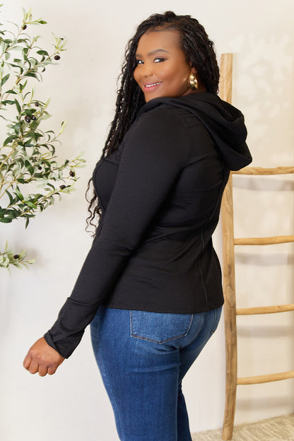 Culture Code Full Size Exposed Seam Long Sleeve Hoodie - UrbanEthereal