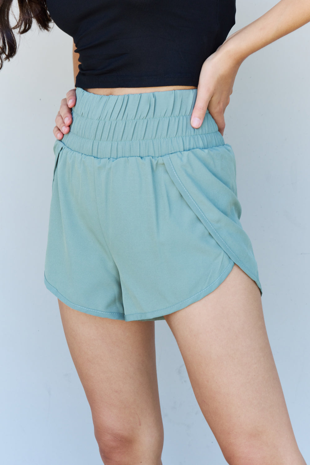 Ninexis Stay Active High Waistband Active Shorts in Pastel Blue - UrbanEthereal