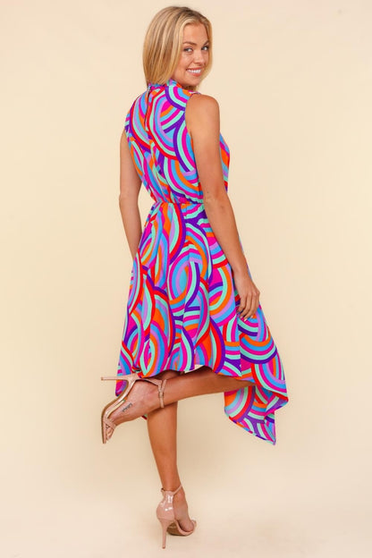 Haptics Full Size Mock Neck Sleeveless Printed Dress - UrbanEthereal