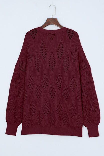 Plus Size Cable-Knit Button Up Sweater - UrbanEthereal