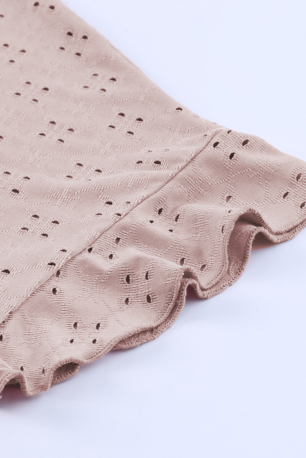 Plus Size Eyelet Round Neck Short Sleeve Blouse - UrbanEthereal