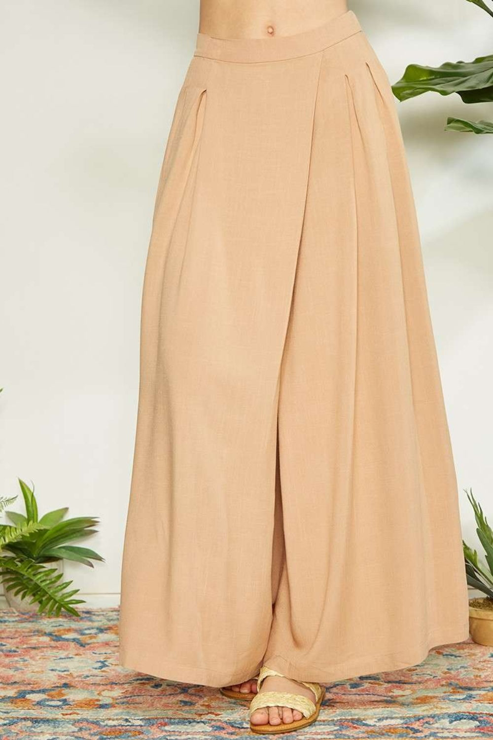 Mittoshop Wrap Pleating Detail Wide Leg Pants - UrbanEthereal