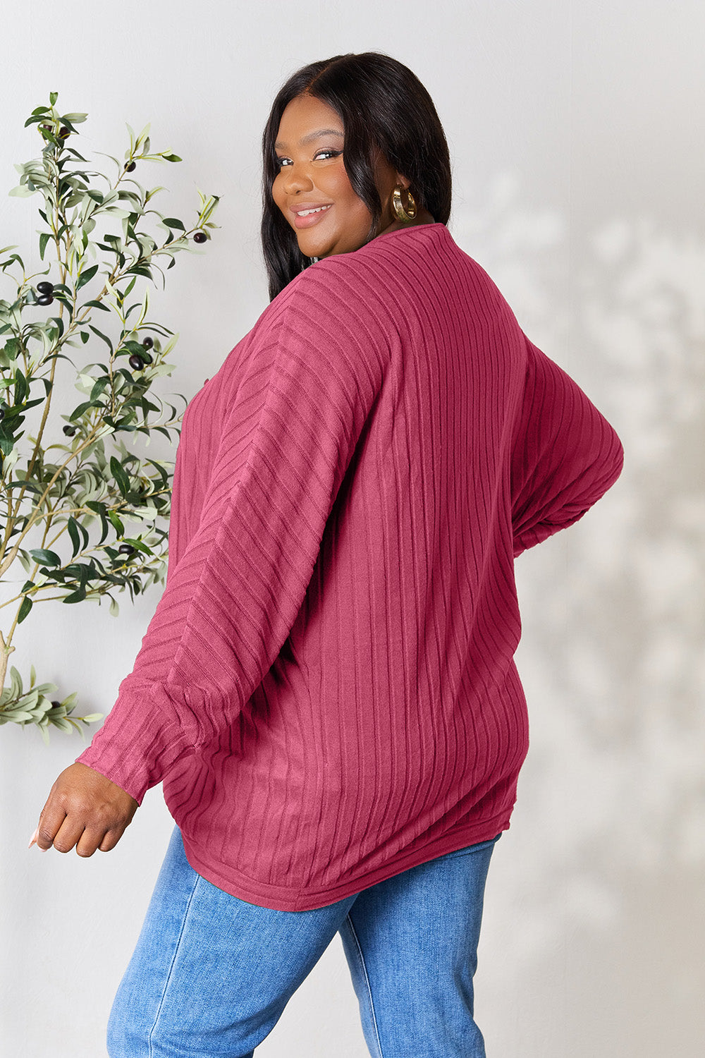 Basic Bae Full Size Ribbed Cocoon Cardigan - UrbanEthereal