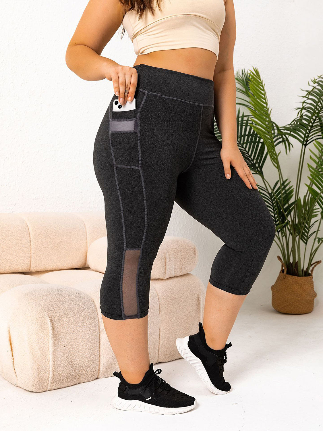 Plus Size Pocketed High Waist Active Leggings - UrbanEthereal