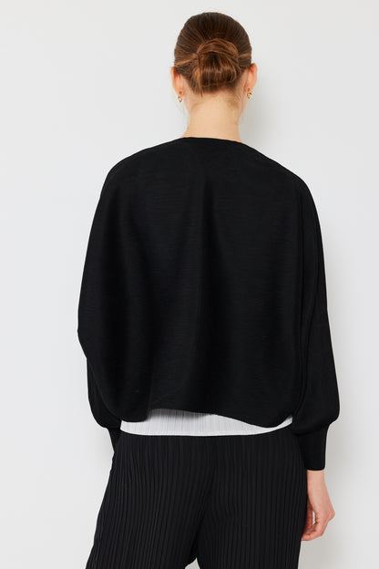Marina West Swim Rib Pleated Puff Sleeve Bolero Cardigan - UrbanEthereal