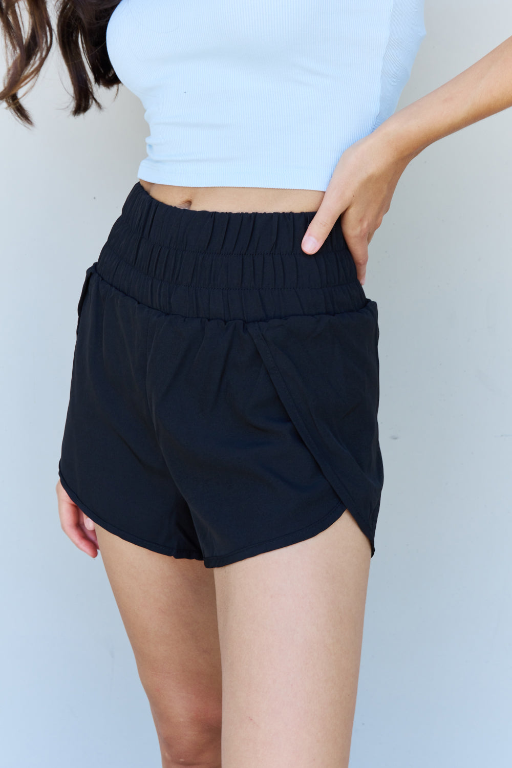 Ninexis Stay Active High Waistband Active Shorts in Black - UrbanEthereal