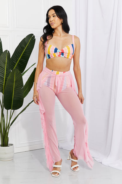 Marina West Swim Take Me To The Beach Mesh Ruffle Cover-Up Pants - UrbanEthereal