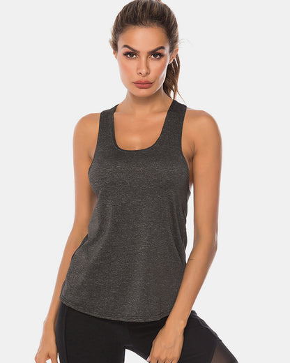 Full Size Scoop Neck Wide Strap Active Tank - UrbanEthereal