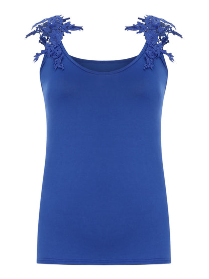 Full Size Lace Detail Scoop Neck Tank - UrbanEthereal
