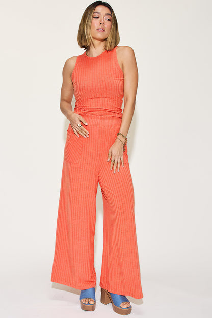 Basic Bae Full Size Ribbed Tank and Wide Leg Pants Set - UrbanEthereal