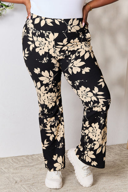 Heimish Full Size High Waist Floral Flare Pants - UrbanEthereal