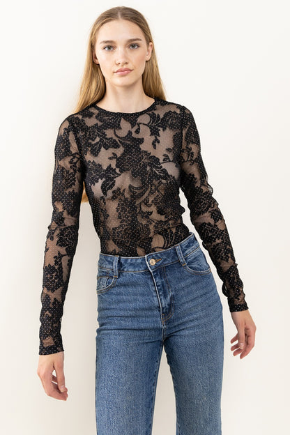 Ces Femme Floral Lace Mesh Bodysuit - UrbanEthereal