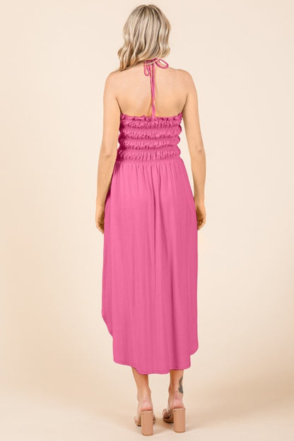 Culture Code Tie Back Shirring Dress with Pockets - UrbanEthereal