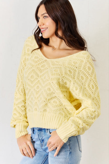 HYFVE V-Neck Patterned Long Sleeve Sweater - UrbanEthereal